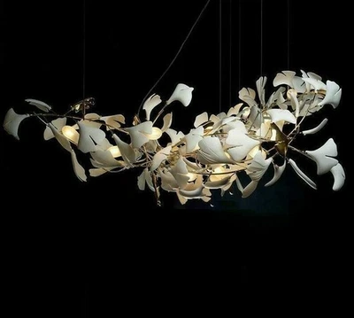 Creative Lustre Luxury Branches Chandelier Ceramic Ginkgo Biloba Light Fixture - Image 1 of 4