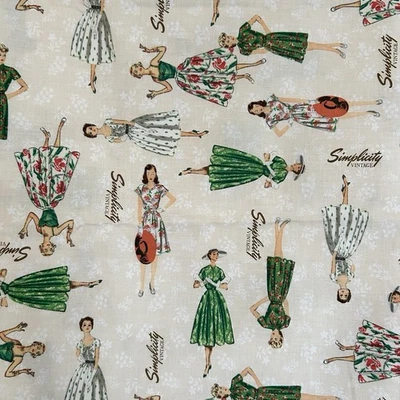 Simplicity Fabric Exclusively for Joann Vintage Ladies Quilt Craft 1 1/3 yards - Image 1 of 4