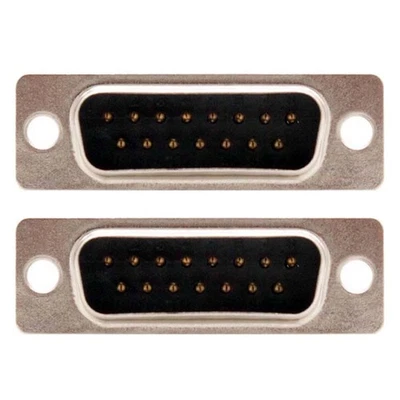 2 Pcs D-Sub DB15 15 Pin Male Plug Connector Solder Type Cup Socket Wire Assembly - Image 1 of 4