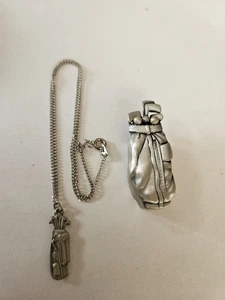 Vintage MS DEE ZINN GOLF THEMA SET HALSKETTE, OHRRINGE, ANSTECKNADEL/BROSCHE - Bild 1 von 6