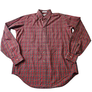 Vintage Huntington Button Down Shirt Mens Red Plaid Size 15.5-35 Long Sleeves - Picture 1 of 6