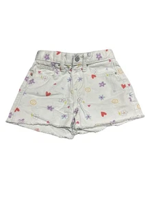 Old Navy Girls 8 High Rise Denim Shorts Pastel Playful Doodle Summer School Cute - Picture 1 of 10