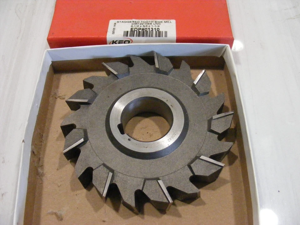 4 1/2" x 3/4" x 1 1/4" BoreSide Milling Cutter, Staggered Teeth, HSS by Keo - Image 1 of 3