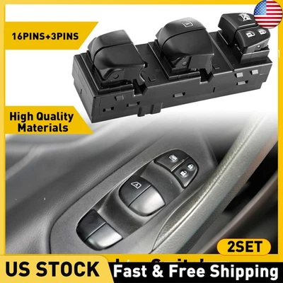 Interruptor de control maestro de ventana eléctrica lado del conductor 2 piezas 254013ta5a para Nissan Rogue Foto 1 de 4