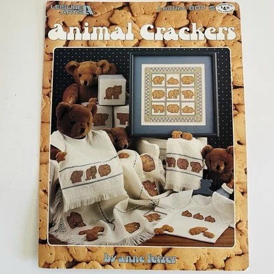 Leisure Arts Leaflet 807 ANIMAL CRACKERS Counted Cross Stitch Pattern (1989) - Image 1 of 2