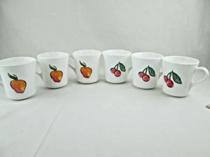 Lote de 6 tazas de café vintage Corning Ware Corelle cesta de frutas taza cereza manzana - Imagen 1 de 6