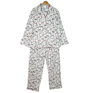 Conjunto de pijama para mujer Lanz of Salzburg blanco cardenal estampado floral manga larga L - Imagen 1 de 14