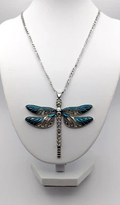 Collar Colgante Libélula Estrás Esmaltado Verde Azulado Ajustable a 18 1/2" EE. UU. Foto 1 de 4