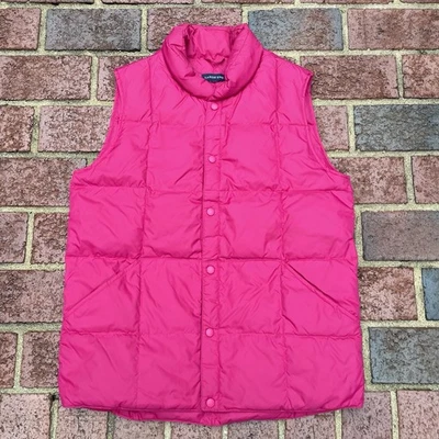 Lands End Womens Vest Size Medium 12 Goose Down Pink Puffer Vest Outdoors Hike - Image 1 of 4