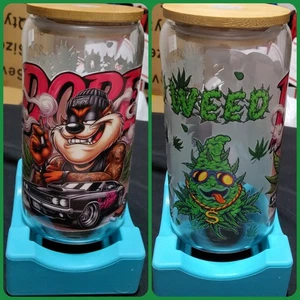 Taz Trinkglas mit Bambusdeckel und Glastrinkhalm - Bild 1 von 1