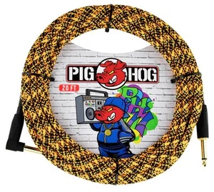 Pig Hog 0range Graffiti Instrument Cable, 20ft. Right Angle / Straight - Picture 1 of 2