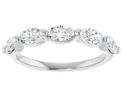 1.70 Ct Marquise Cut Lab Grown Diamond Wedding Band Dainty Ring 14k White Gold - Image 1 of 4