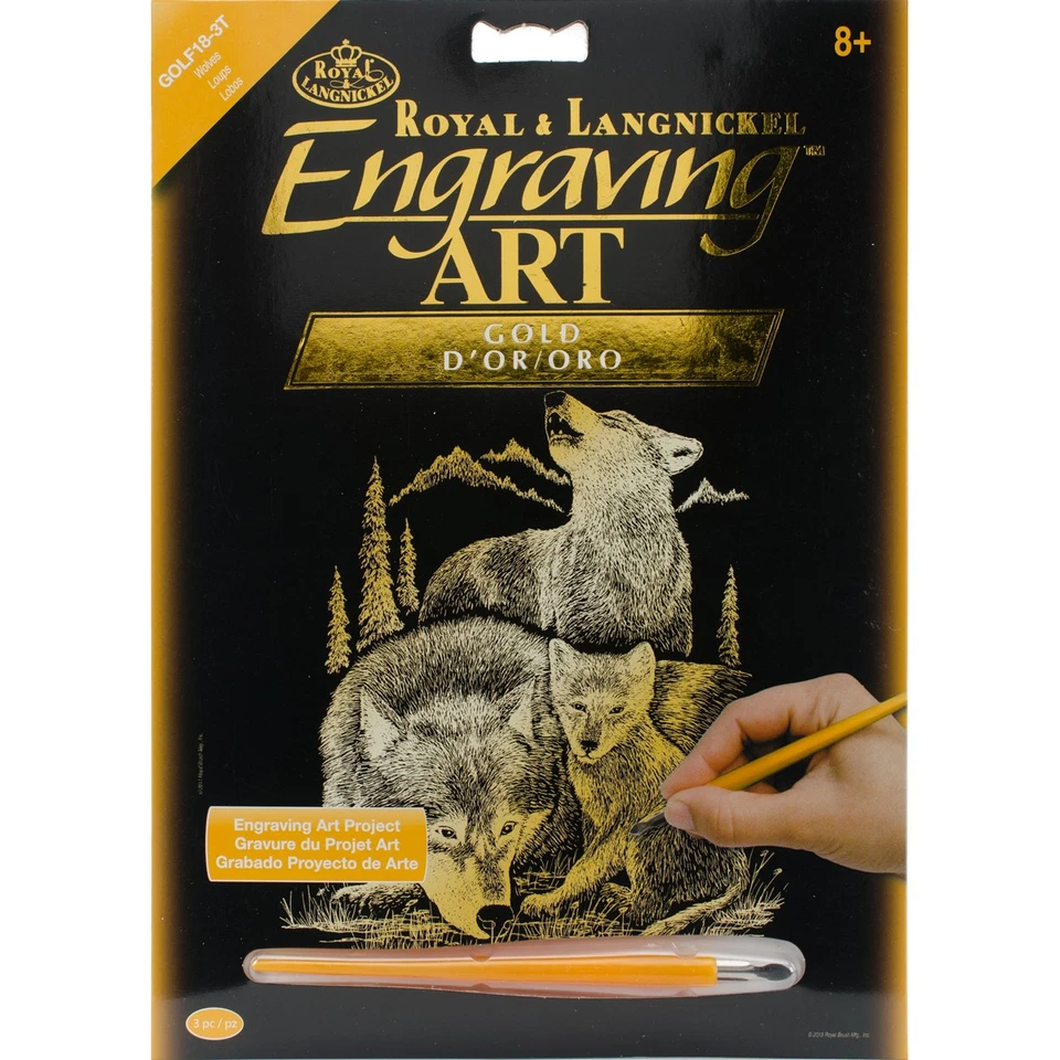 Kit de arte grabado en lámina de oro 8"X10"-Lobos Foto 1 de 1