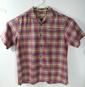 Tommy Bahama Mens S/S Plaid Button Up Shirt Size M 100% silk - Picture 1 of 8