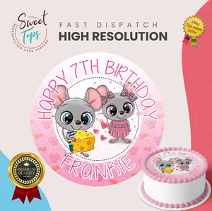 TOPOLINO CARINO ROTONDO COMMESTIBILE COMPLEANNO CAKE TOPPER DECORAZIONE PERSONALIZZATO - Foto 1 di 1