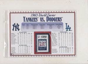 POSTAL SERVICE YANKEES - DODGER 1963 WORLD SERIES STAT CARD U S TO HONOR YANKEES - Bild 1 von 2