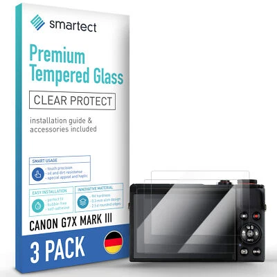 HANSEATIC BRANDS GMBH 3x Schutzglas Panzerfolie Klar für Canon G7X Mark III Displayschutz Hartglas