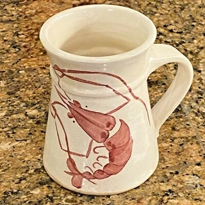 Taza de cerámica de colección sin derrames langosta fondo ancho cerámica hecha a mano firmada cangrejo de río - Imagen 1 de 8