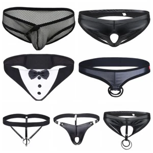 Sexy Men Faux Leather Lingerie Underwear Boxer Briefs Shorts Underpants G-string - Picture 1 of 19