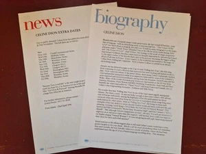 Celine Dion - 1996 Biographie/Nachrichten 4 Seiten Presse-/Werbeinformationen #B15549 - Bild 1 von 1
