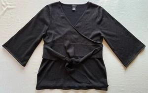 Evie Silk Blend Black Silver Sparkle Long Sleeve Belted Tunic Size XL Holidays - Picture 1 of 8