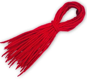 Red Wool Dreadlocks - Handmade Double Ended DE Merino Wool Dreads Extensions - Picture 1 of 6