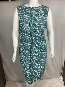 NWT - St John - Patina / Bright White,  Bow Neck, Silk/Spandex, Dress, Sz 16 - Picture 1 of 12