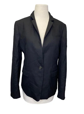 Blazer J Crew Regent nuevo con etiquetas en chaqueta de lino negro con un solo botón 10 $168 mezcla de lana Foto 1 de 4