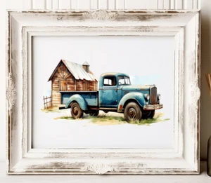 Truck Wall Art Print, Old Tuck Wall Art Farmhouse Decor, Home Decor Print #562 - Picture 1 of 2