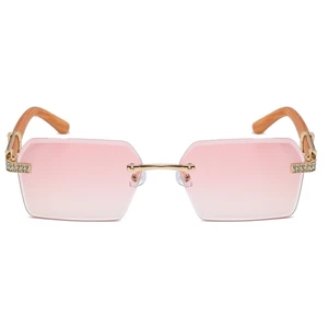 Pink Women Sunglasses Diamond Cut Square Style Buffs Classic Beach Wear Lentes - Picture 1 of 6