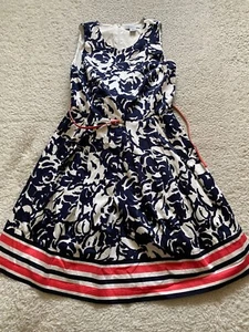 Liz Claiborne Women Sleeveless Knee Shift Lined Dress w Belted Multicolor Size 4 - Picture 1 of 15