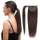 100% Human Hair Remy Ponytail Wrap Around Wigs 120g Hairpieces Straight Tails