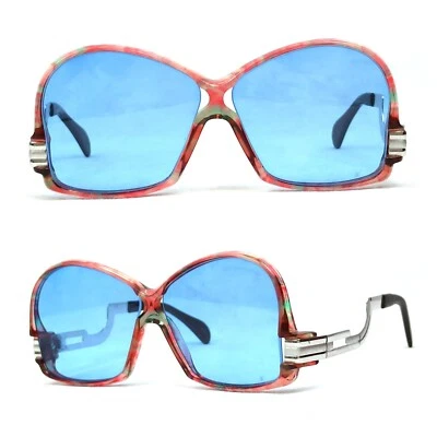 1980's Cazal Vintage Sunglasses mod 301 Hip Hop Unworn w/Case Germany Red Blue - Image 1 of 4