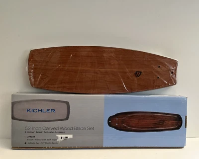 New Kichler 371031 Carved Walnut Wood 5 Replacement Blades for 52" Ceiling Fan - Image 1 of 4