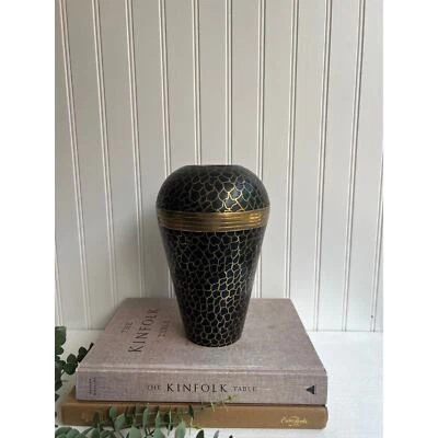 Vintage Brass Fish Scale Brass and Black Vase Brass India | Chinosorrie - Image 1 of 4