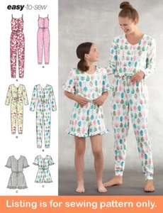 SCHNITTMUSTER passender Einteiler Schlafanzug Mutter Tochter Damen Mädchen Strampler 8801 - Bild 1 von 3