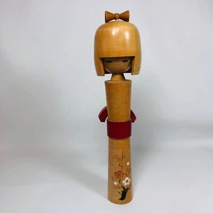Figura Muñeca Geisha Madera Kokeshi Japonesa Vintage Diseño Floral Japón 11" - Imagen 1 de 12