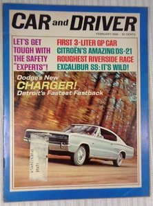 Car and Driver Magazine February 1966 Dodge Charger Citroen Triumph TR-4 McLaren - Picture 1 of 4