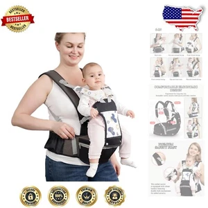 Breathable Mesh Baby Carrier with Detachable Hip Seat, 0-36 - Grey Print - Picture 1 of 9