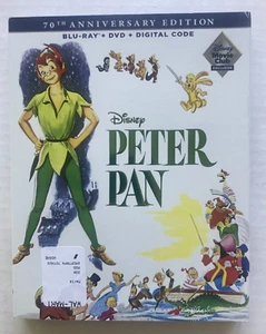 SEALED NEW Disney PETER PAN Blu-Ray + DVD + Digital 70th Anniversary slipcover - Picture 1 of 4
