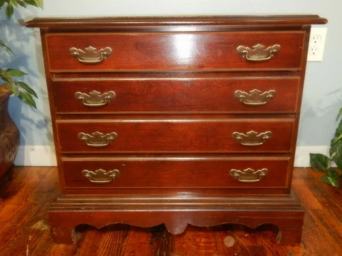 Antique 4 Drawer Silverware Chest Lingerie Mini Dresser 22" Cover