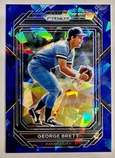 George Brett 2023 Panini Prizm Cracked Ice Blue Refractor Kansas City Royals