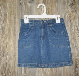 Lands' End Girls Denim Skirt Skort with shorts Adj Waist Size 7 Measure 22x13 - Picture 1 of 8