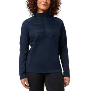 NWT 32 Degrees Women's Half-Zip Mixed Media Windbreaker Blue Sz L $70 8D093 - Picture 1 of 5