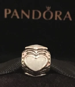 Authentic Pandora Hearts Grey Enamel Bead Sterling Silver Retired Pandora Charm - Picture 1 of 5