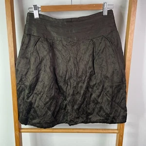 Cue Mini Skirt Womens 10 Black Metallic Pleated Lined Casual Back Zip A-Line - Picture 1 of 10