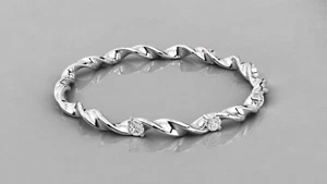 Christmas Gift/ Platinum Wedding Band 0.04 ct Natural Diamond Statement Band - Picture 1 of 3