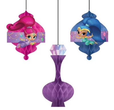 NICKELODEON SHIMMER and SHINE Birthday Party HONEYCOMB hanging decorations 3pcs Nahal Tala