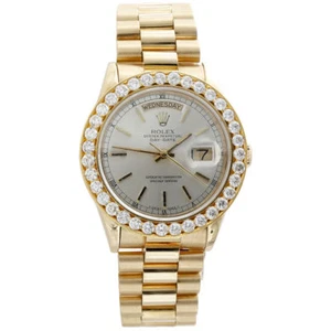 Mens 18K Yellow Gold Diamond Watch 36mm Rolex President Day-Date 18038 3.75 Ct - Picture 1 of 9