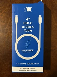 Just Wireless 4' USB-C to USB-C Cable - White - Picture 1 of 3